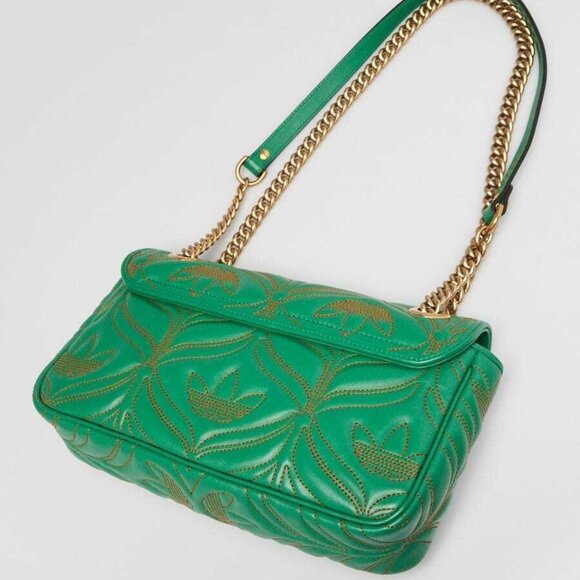 Gucci x Adidas Green Quilted Leather Marmont Small Shoulder Bag - Picture 2 of 9